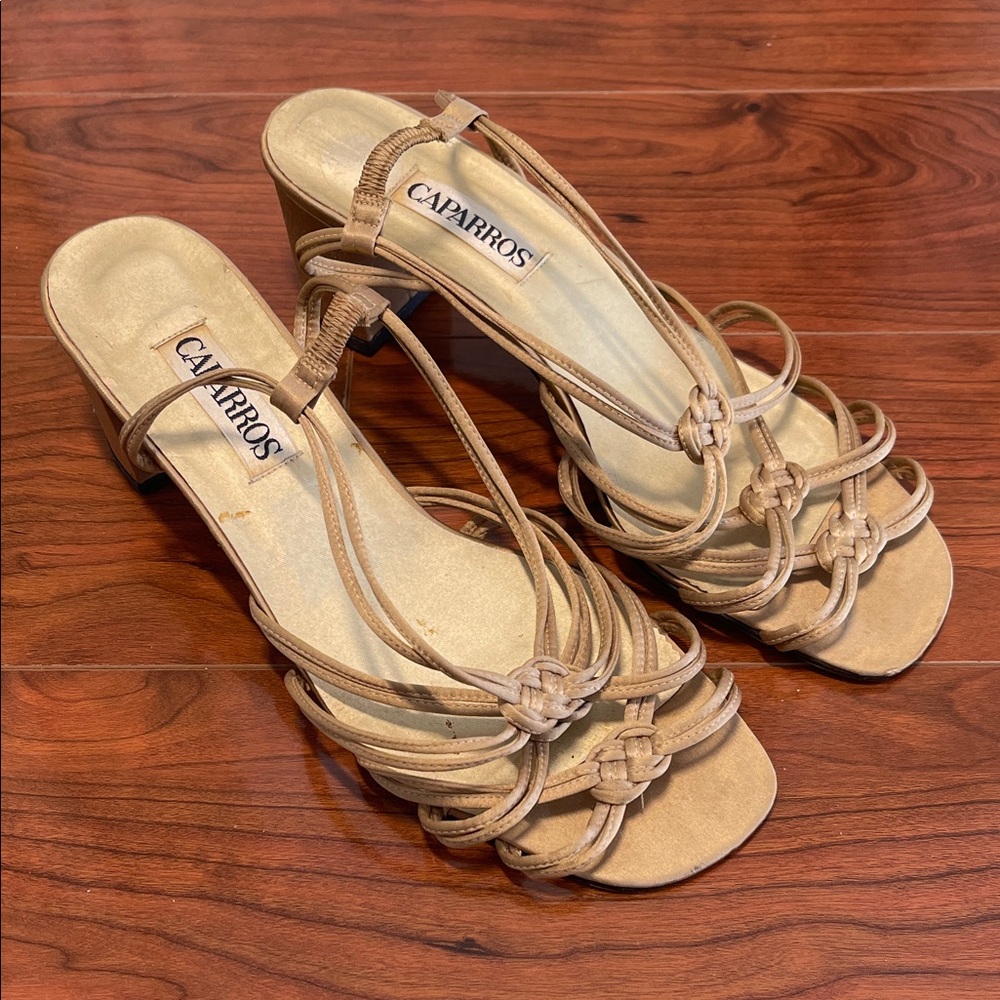 Caparros Vintage Gold Knot-Strap Women's Heels